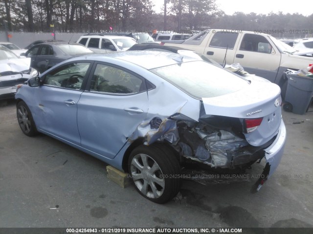 KMHDH4AE4DU518991 - 2013 HYUNDAI ELANTRA GLS/LIMITED BLUE photo 3