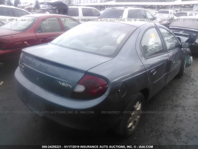 1B3ES46C91D128600 - 2001 DODGE NEON SE/ES BLUE photo 4