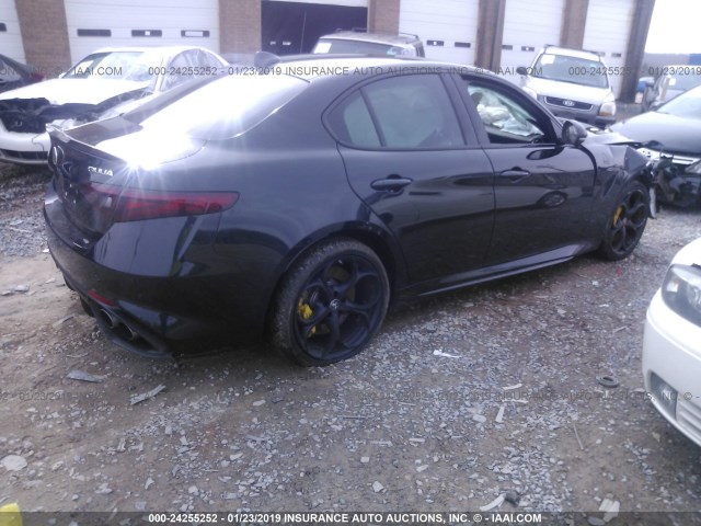 ZARFAEAV9J7571483 - 2018 ALFA ROMEO GIULIA QUADRIFOGLIO BLACK photo 4