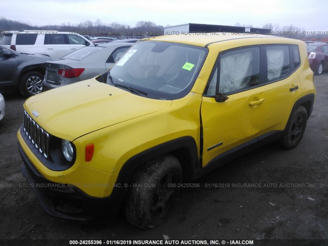 ZACCJAAT9GPD49574 - 2016 JEEP RENEGADE SPORT YELLOW photo 2