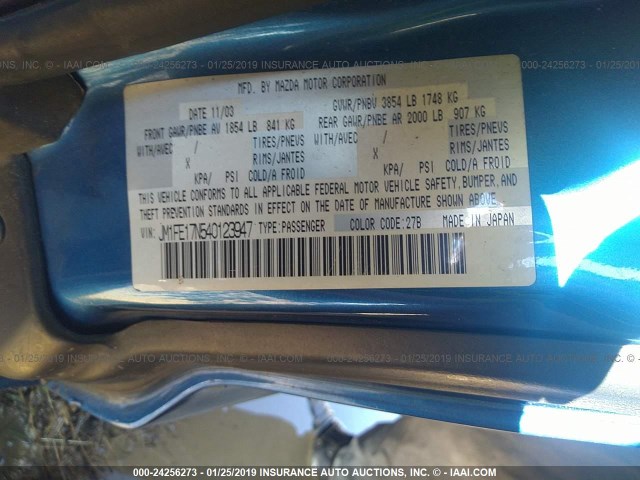 JM1FE17N540123947 - 2004 MAZDA RX8 BLUE photo 9