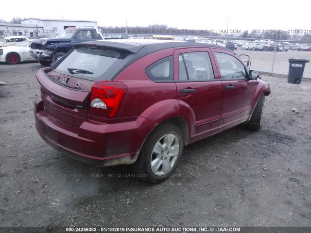 1B3HB48B47D115151 - 2007 DODGE CALIBER SXT MAROON photo 4