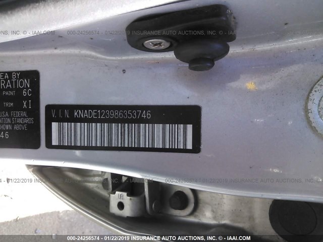 KNADE123986353746 - 2008 KIA RIO LX/SX SILVER photo 9