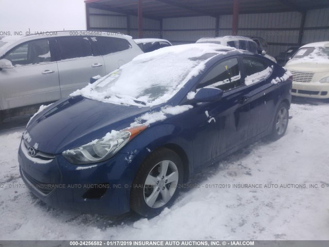 KMHDH4AEXDU521099 - 2013 HYUNDAI ELANTRA GLS/LIMITED BLUE photo 2