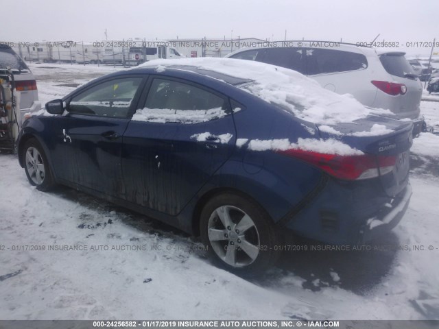 KMHDH4AEXDU521099 - 2013 HYUNDAI ELANTRA GLS/LIMITED BLUE photo 3