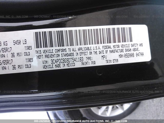 3C4PDCBG9DT541183 - 2013 DODGE JOURNEY SXT BLACK photo 9