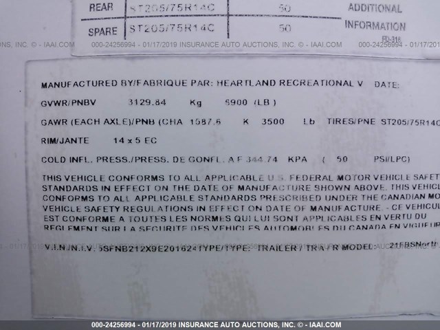 5SFNB212X9E201624 - 2009 HEARTLAND NORTH COUNTRY  白色 照片 9