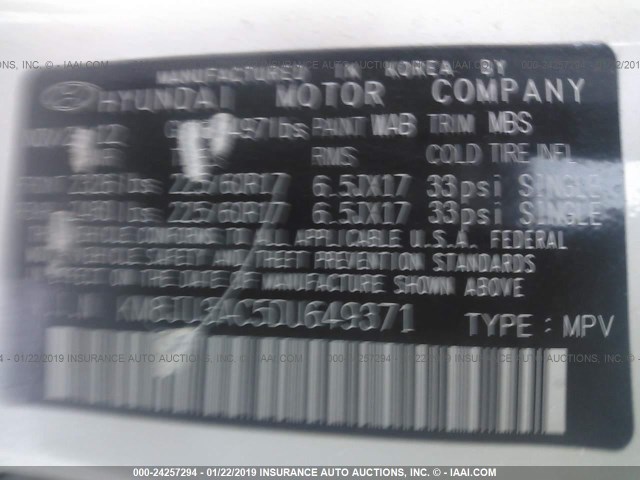 KM8JU3AC5DU649371 - 2013 HYUNDAI TUCSON GLS/LIMITED 白色 照片 9