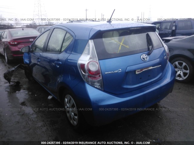 JTDKDTB3XE1570272 - 2014 TOYOTA PRIUS C BLUE photo 3