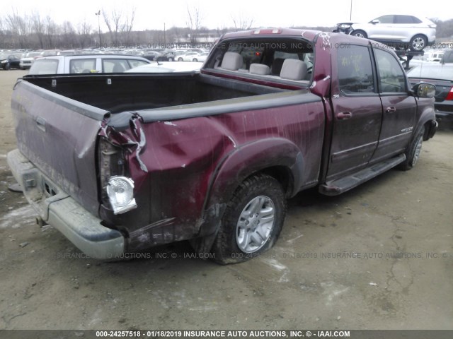 5TBDT44186S549687 - 2006 TOYOTA TUNDRA DOUBLE CAB SR5 MAROON photo 4