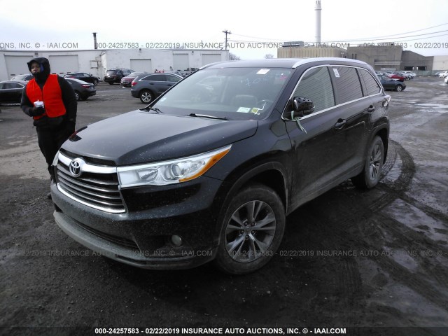 5TDJKRFH7ES007063 - 2014 TOYOTA HIGHLANDER XLE BLACK photo 2