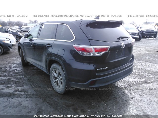 5TDJKRFH7ES007063 - 2014 TOYOTA HIGHLANDER XLE BLACK photo 3