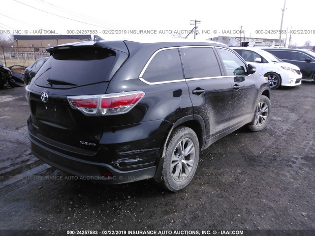 5TDJKRFH7ES007063 - 2014 TOYOTA HIGHLANDER XLE BLACK photo 4