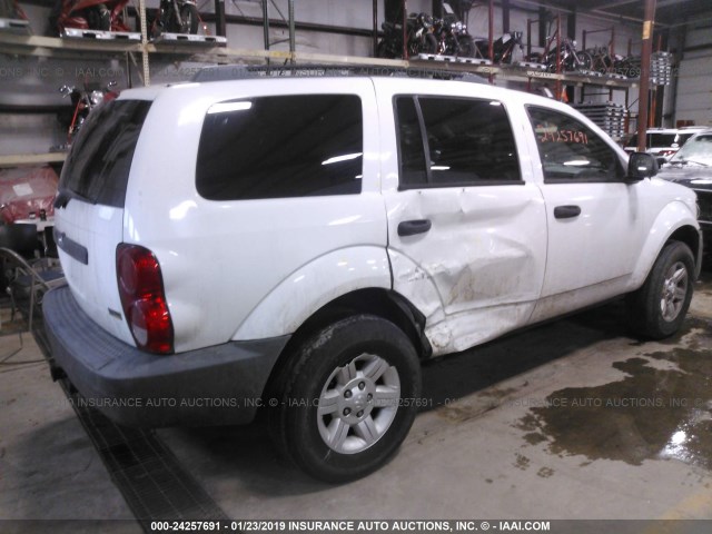 1D8HB38N18F141443 - 2008 DODGE DURANGO SXT WHITE photo 4