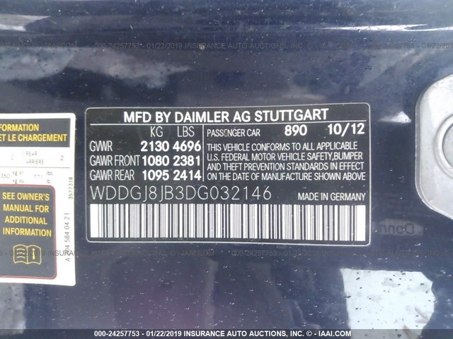 WDDGJ8JB3DG032146 - 2013 MERCEDES-BENZ C 350 4MATIC BLUE photo 9