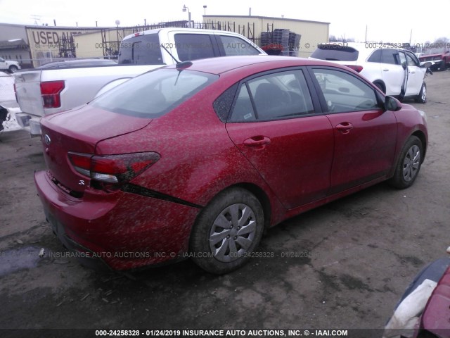 3KPA24AB2JE077614 - 2018 KIA RIO LX/S RED photo 4