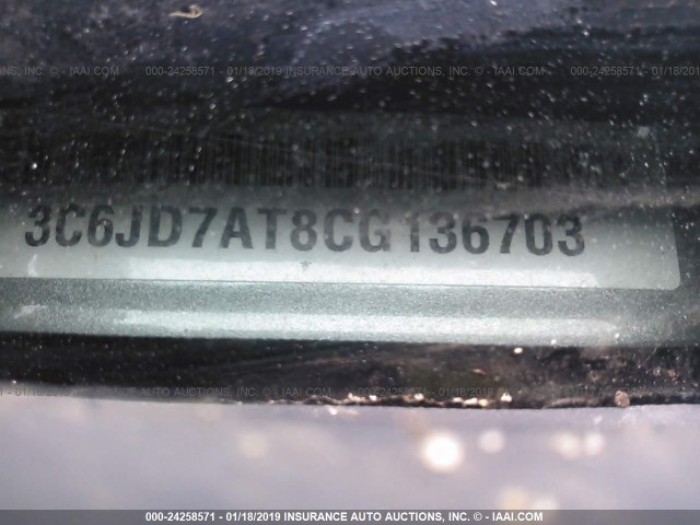 3C6JD7AT8CG136703 - 2012 DODGE RAM 1500 ST SILVER photo 9