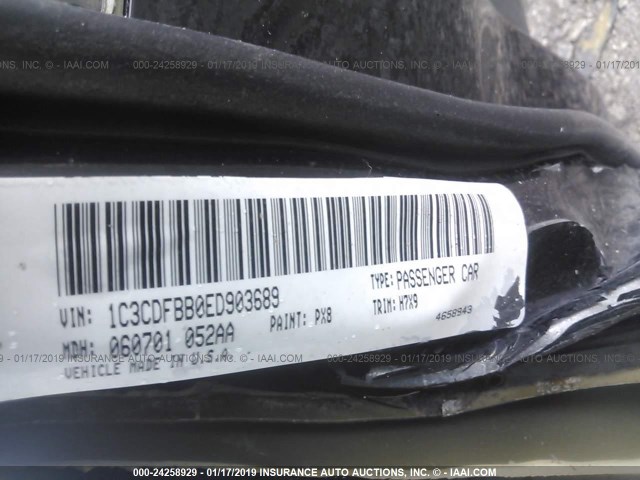 1C3CDFBB0ED903689 - 2014 DODGE DART SXT BLACK photo 9