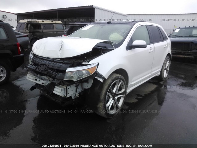 2FMDK3AK9CBA92690 - 2012 FORD EDGE SPORT WHITE photo 2