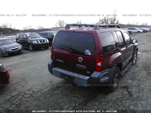 5N1AN08W75C658091 - 2005 NISSAN XTERRA RED photo 4