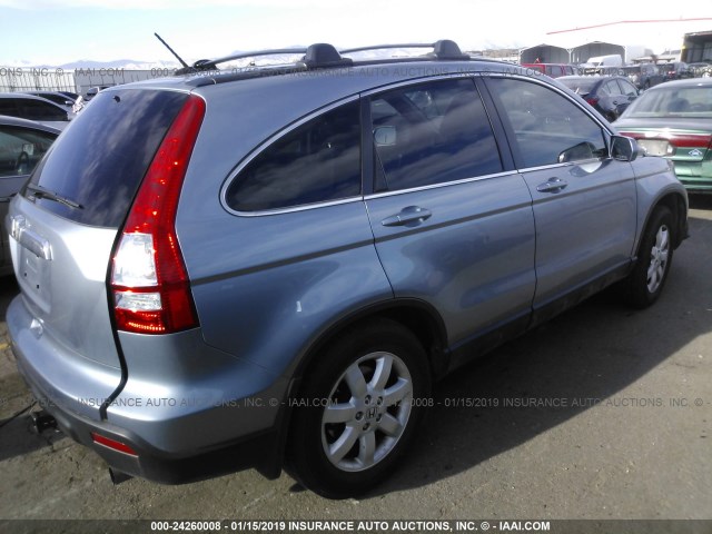 JHLRE48718C059301 - 2008 HONDA CR-V EXL Light Blue photo 4