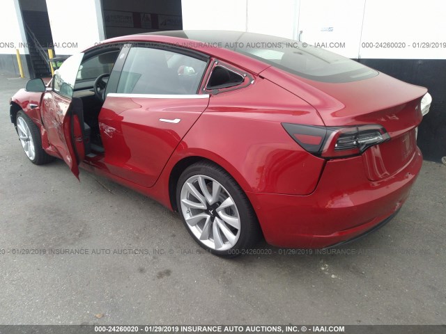 5YJ3E1EA7JF011019 - 2018 TESLA MODEL 3 RED photo 3