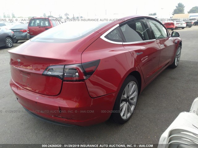 5YJ3E1EA7JF011019 - 2018 TESLA MODEL 3 RED photo 4