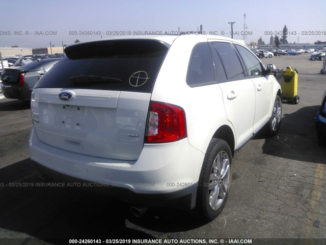 2FMDK3JC4DBB11639 - 2013 FORD EDGE SEL WHITE photo 4