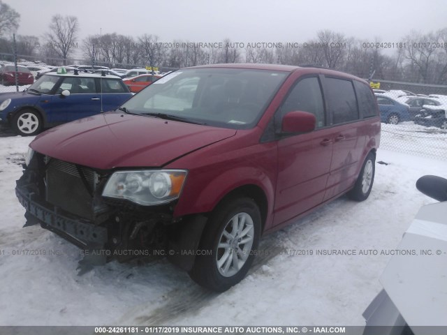 2C4RDGCG3ER209761 - 2014 DODGE GRAND CARAVAN SXT RED photo 2