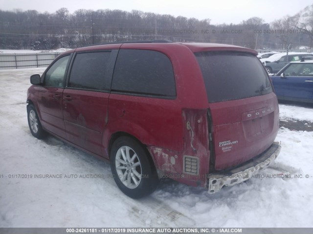 2C4RDGCG3ER209761 - 2014 DODGE GRAND CARAVAN SXT RED photo 3