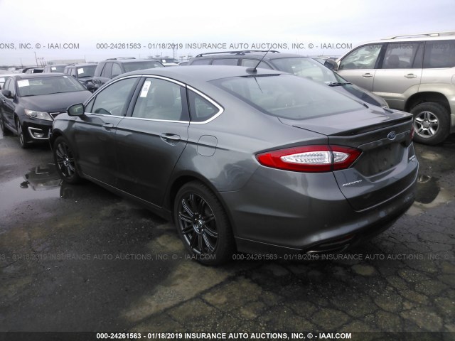 3FA6P0K94ER393211 - 2014 FORD FUSION TITANIUM GRAY photo 3