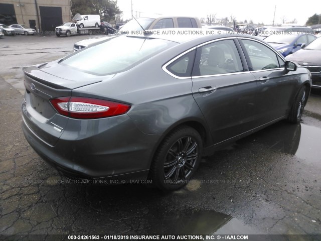 3FA6P0K94ER393211 - 2014 FORD FUSION TITANIUM GRAY photo 4