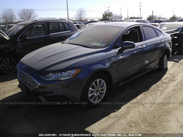 3FA6P0G71JR154202 - 2018 FORD FUSION S BLUE photo 2