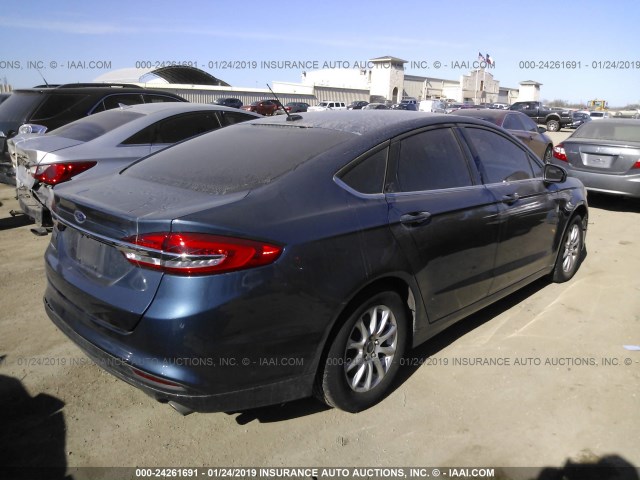 3FA6P0G71JR154202 - 2018 FORD FUSION S BLUE photo 4