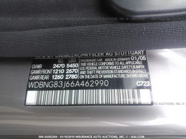 WDBNG83J66A462990 - 2006 MERCEDES-BENZ S 430 4MATIC GRAY photo 9