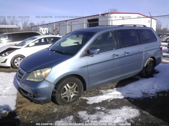 5FNRL38676B011645 - 2006 HONDA ODYSSEY EXL Light Blue photo 2