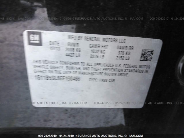 1G11B5SL6EF190466 - 2014 CHEVROLET MALIBU LS BLACK photo 9