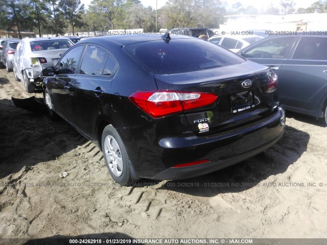 KNAFK4A61G5576222 - 2016 KIA FORTE LX BLACK photo 3