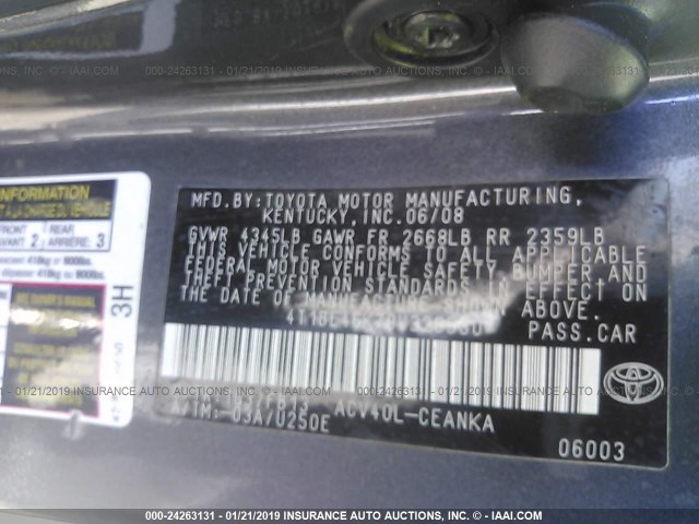 4T1BE46K79U328530 - 2009 TOYOTA CAMRY SE/LE/XLE 黑色 照片 9