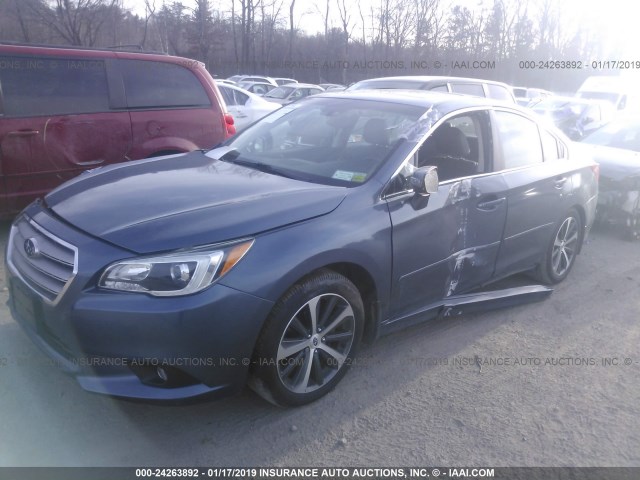 4S3BNAN66F3038434 - 2015 SUBARU LEGACY 2.5I LIMITED BLUE photo 2