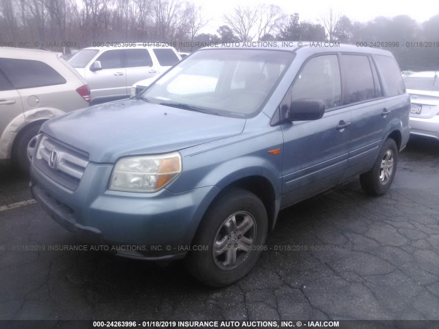 5FNYF28186B042470 - 2006 HONDA PILOT LX Light Blue photo 2