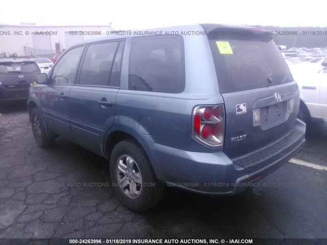 5FNYF28186B042470 - 2006 HONDA PILOT LX Light Blue photo 3