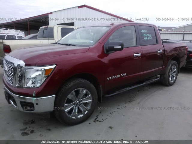 1N6AA1E56JN527585 - 2018 NISSAN TITAN SV/SL/PRO-4X/PLAT RES RED photo 2