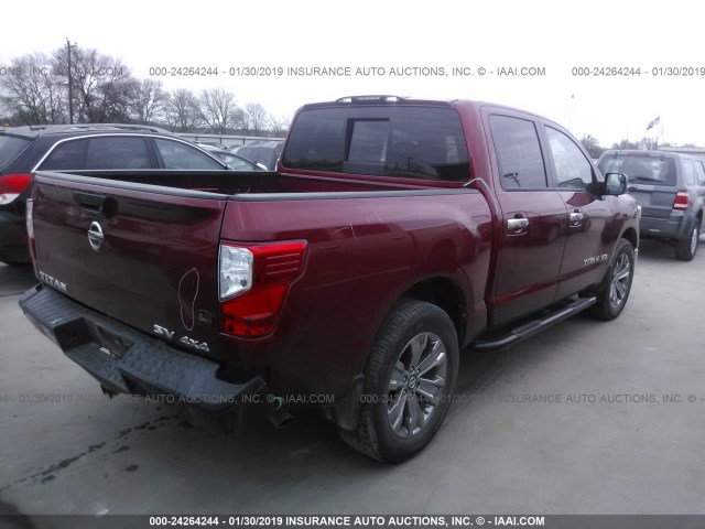 1N6AA1E56JN527585 - 2018 NISSAN TITAN SV/SL/PRO-4X/PLAT RES RED photo 4