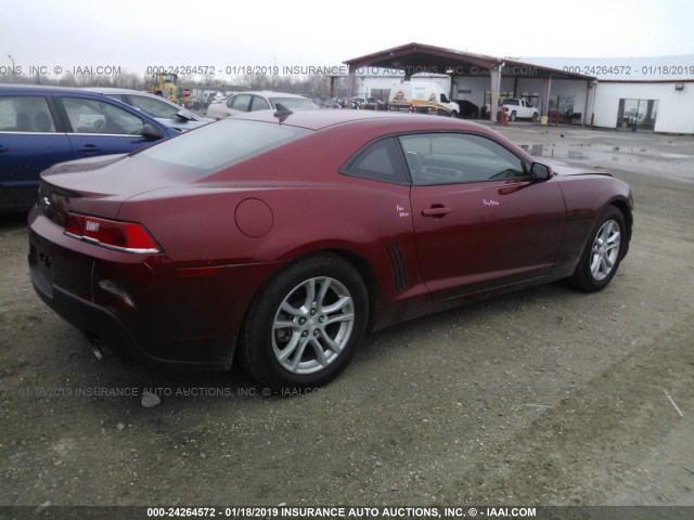 2G1FA1E34E9249200 - 2014 CHEVROLET CAMARO LS RED photo 4