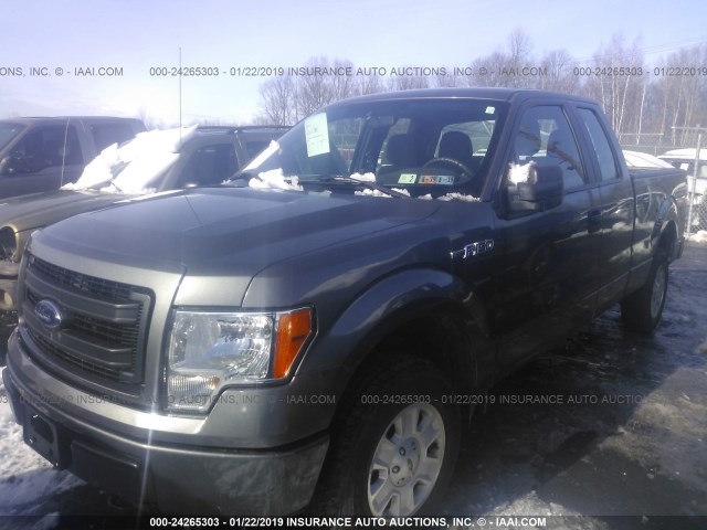 1FTFX1EF1DKF89725 - 2013 FORD F150 SUPER CAB GRAY photo 2