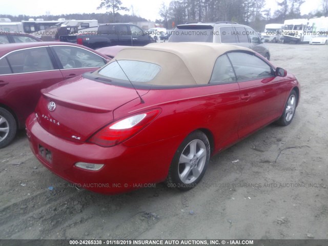 4T1FA38P77U118104 - 2007 TOYOTA CAMRY SOLARA SE/SLE RED photo 4