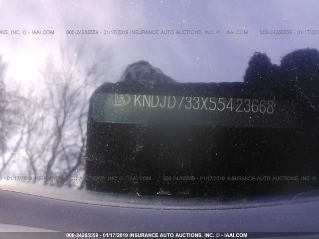 KNDJD733X55423668 - 2005 KIA SORENTO EX/LX BLACK photo 9