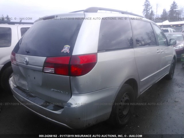 5TDZA23C84S209950 - 2004 TOYOTA SIENNA CE/LE SILVER photo 4