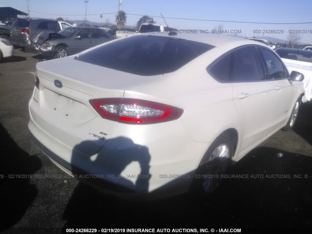 3FA6P0LU9ER357646 - 2014 FORD FUSION SE HYBRID WHITE photo 4